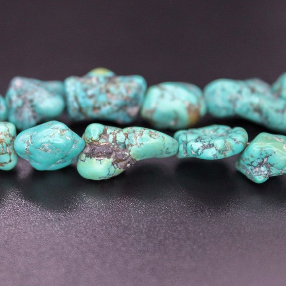 Turquoise Pendant Chunky Nugget Beaded Vintage Necklace Silver Clasp Findings - Picture 12 of 14